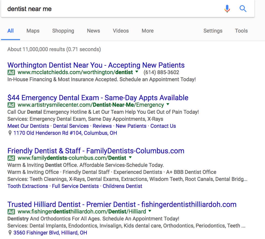 dentist google ads